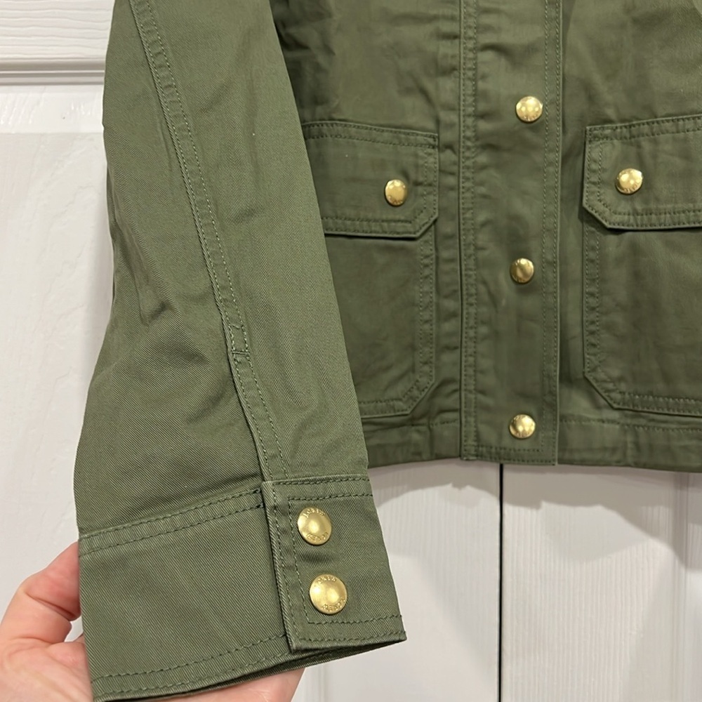 J Crew Factory Twill Utility Jacket Womens Green Size Small Petite SP - Picture 4 of 9